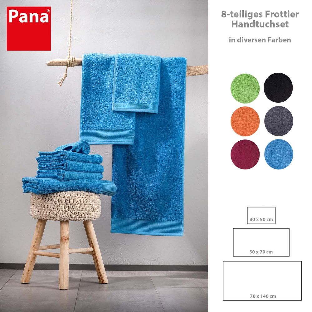 PANA® 8-tlg. Frottier Handtuch-Set • Gäste-, Hand- und Duschtuch • versch. Farben