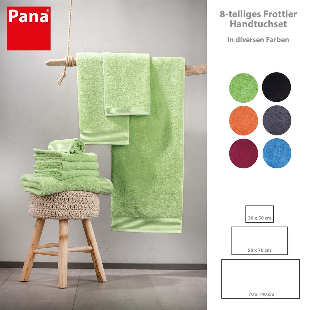 PANA® 8-tlg. Frottier Handtuch-Set • Gäste-, Hand- und Duschtuch • versch. Farben