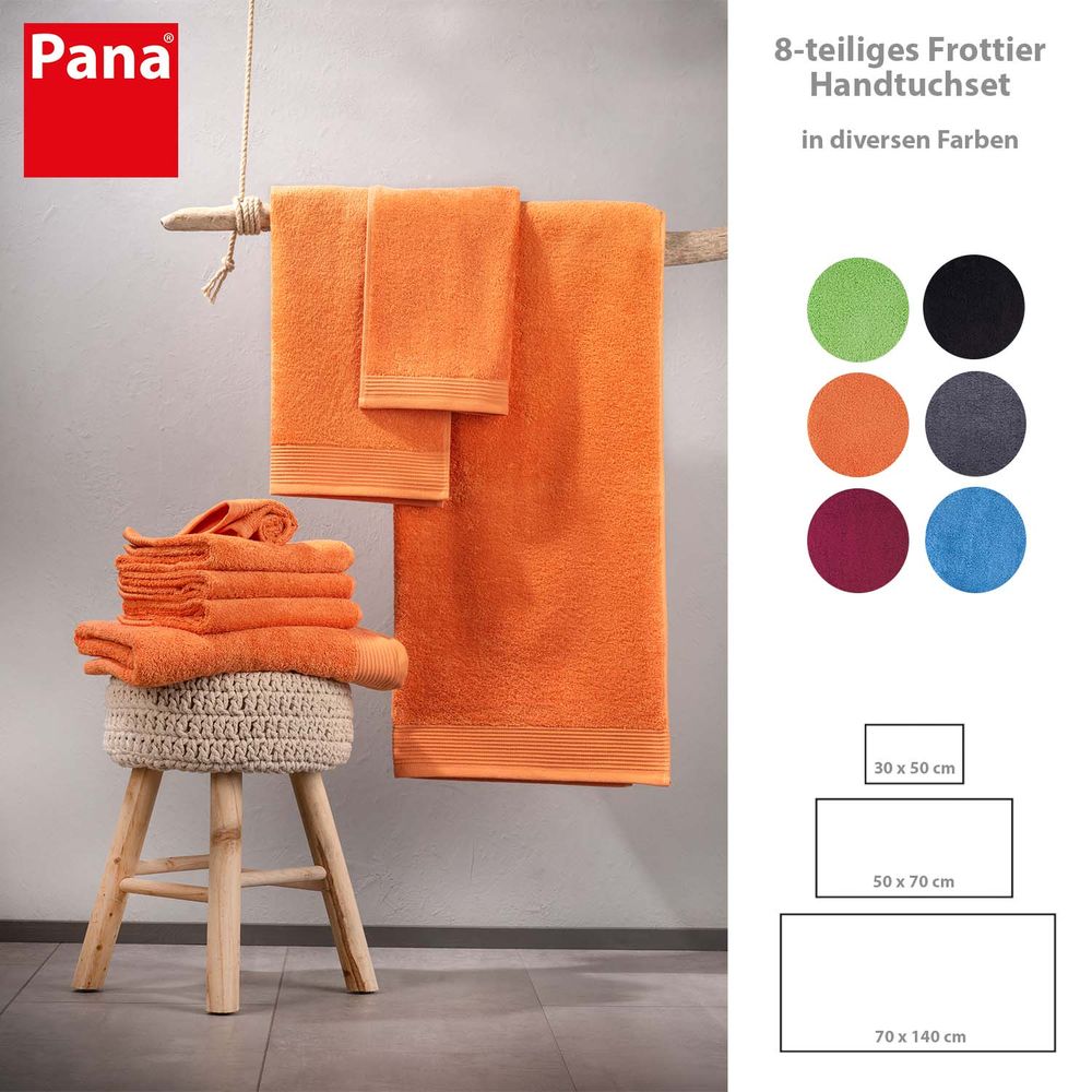 PANA® 8-tlg. Frottier Handtuch-Set • Gäste-, Hand- und Duschtuch • versch. Farben