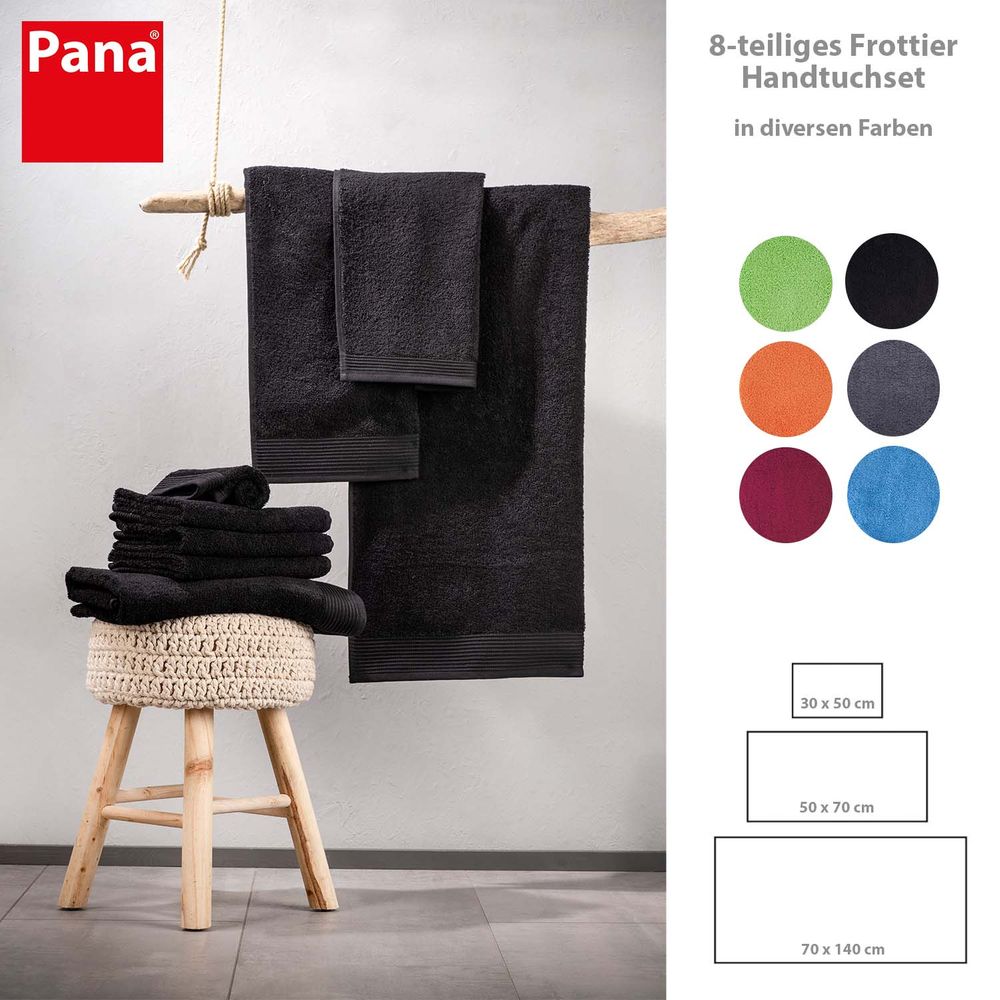 PANA® 8-tlg. Frottier Handtuch-Set • Gäste-, Hand- und Duschtuch • versch. Farben