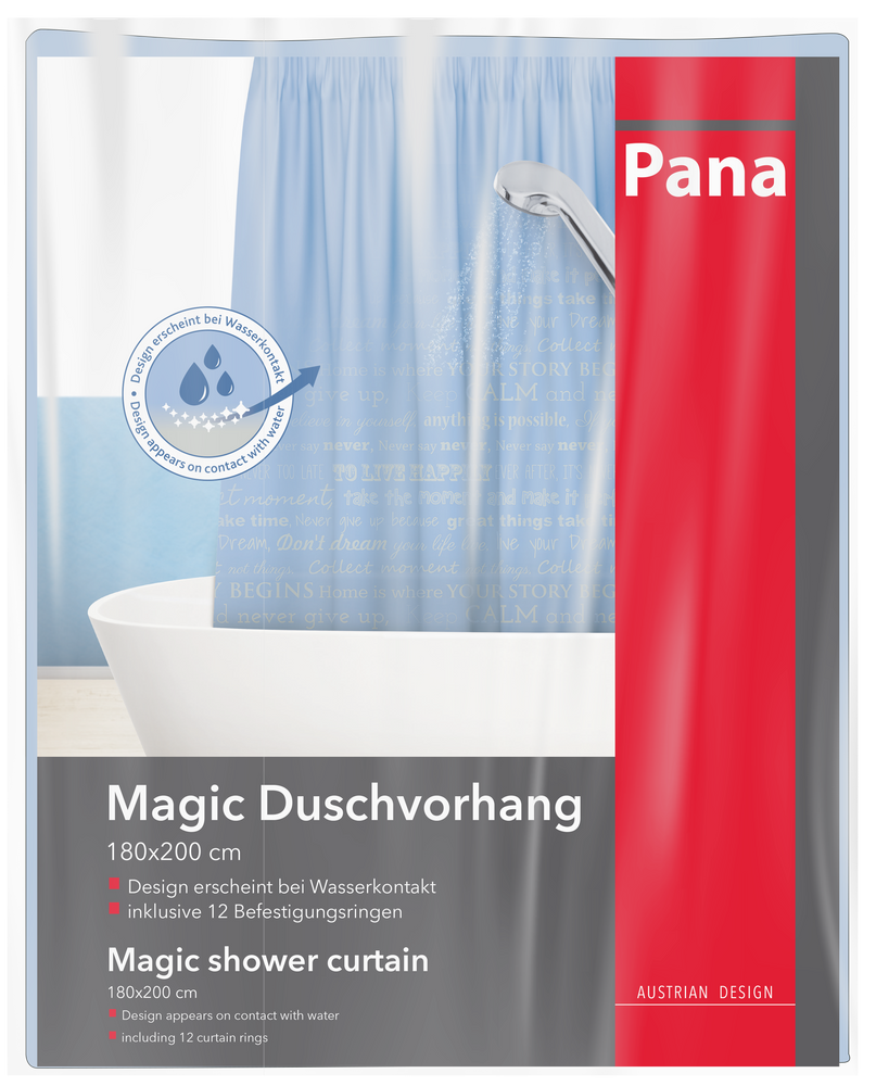 PANA® Magic Duschvorhang • 180 x 200 cm • verschiedene Designs
