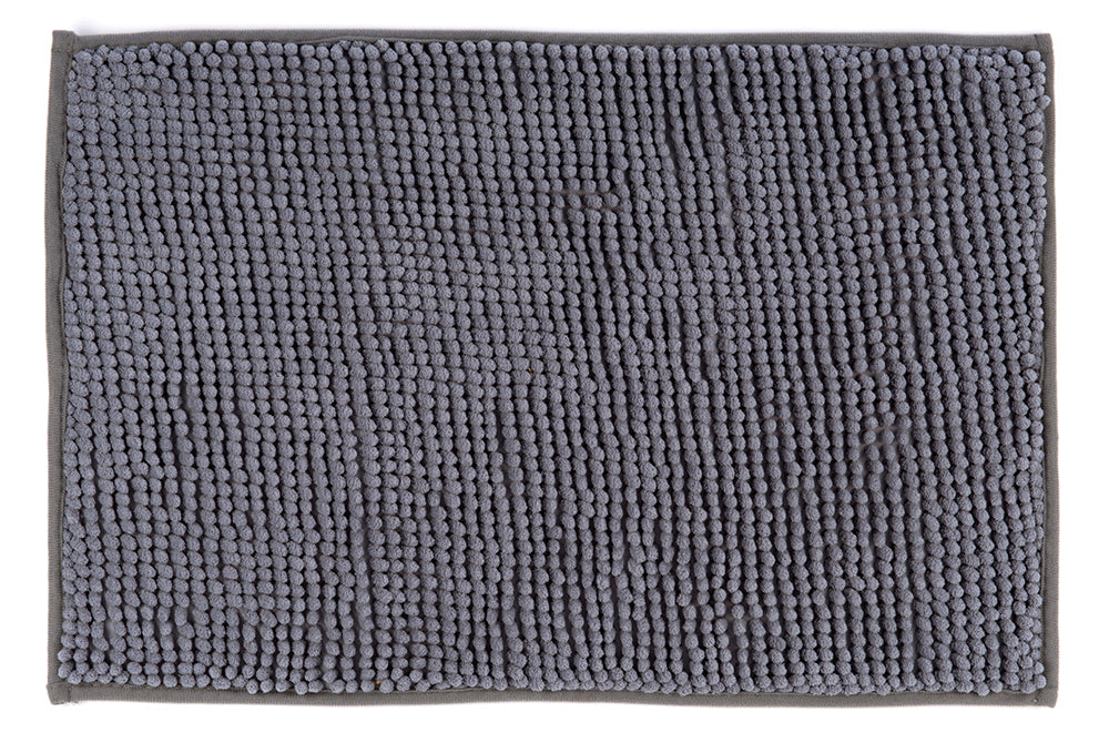 Auf diesem Bild befindet sich ein rutschfester Badewannen-Vorleger aus Microfaser in der Farbe grau.