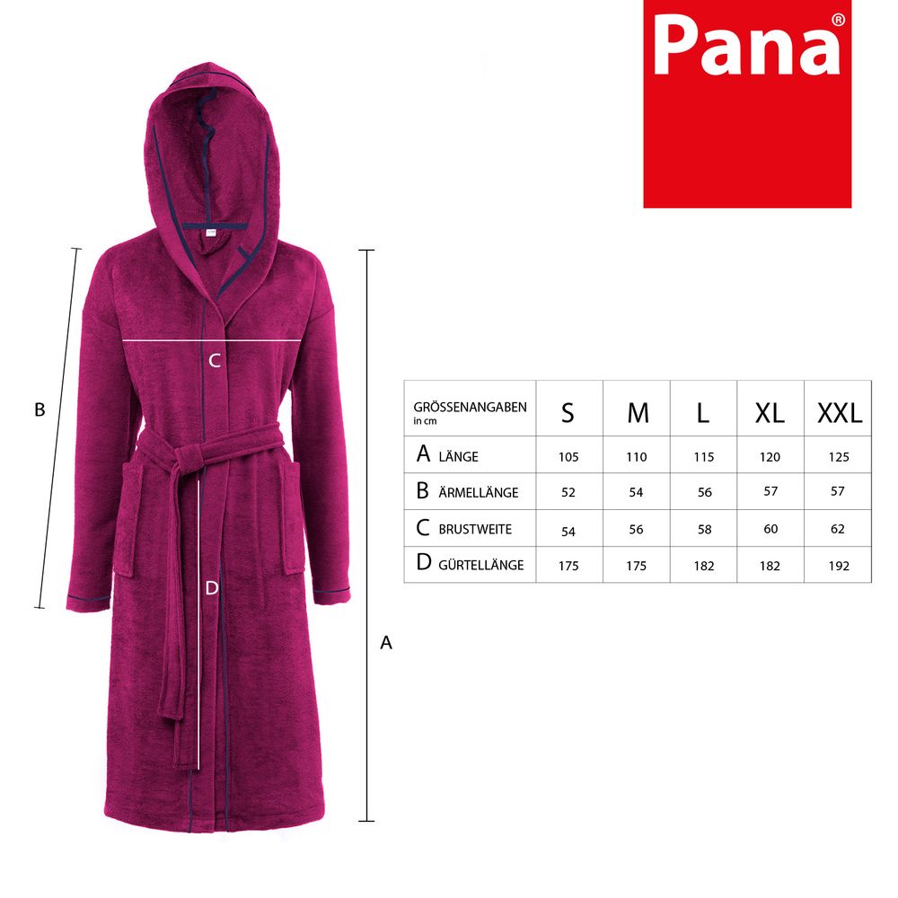 PANA® Frottier Unisex Baumwolle Bademantel mit Kapuze • versch. Farben & Größen