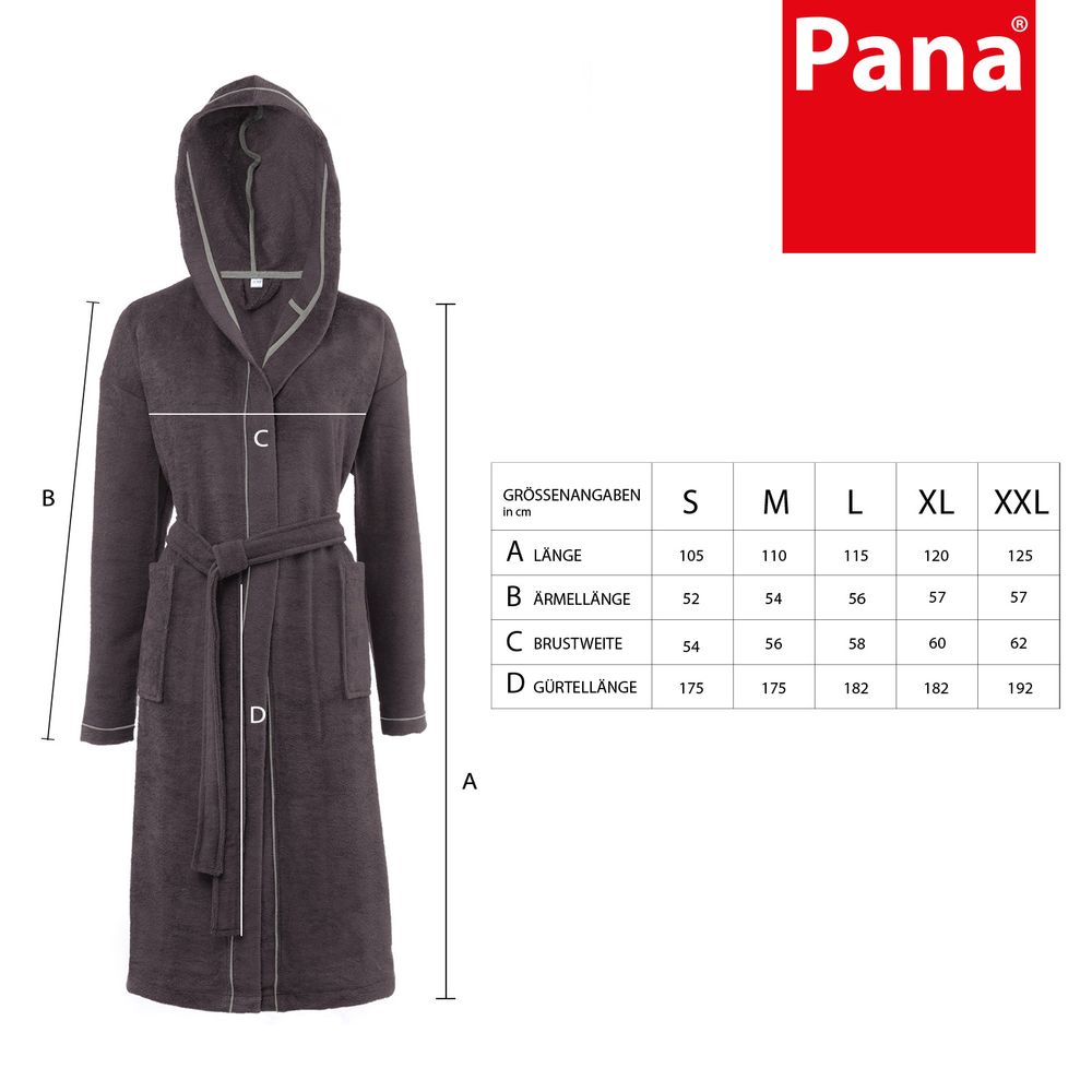 PANA® Frottier Unisex Baumwolle Bademantel mit Kapuze • versch. Farben & Größen