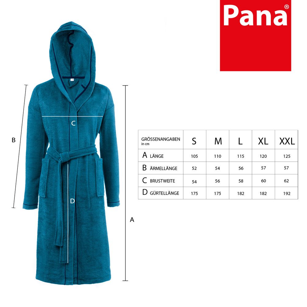 PANA® Frottier Unisex Baumwolle Bademantel mit Kapuze • versch. Farben & Größen