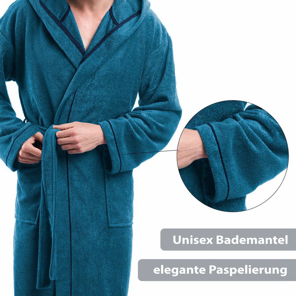 PANA® Frottier Unisex Baumwolle Bademantel mit Kapuze • versch. Farben & Größen