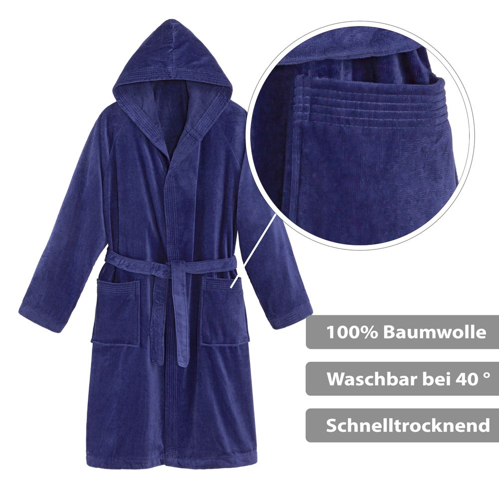 PANA® Baumwoll-Bademantel mit Kapuze • versch. Farben & Größend
