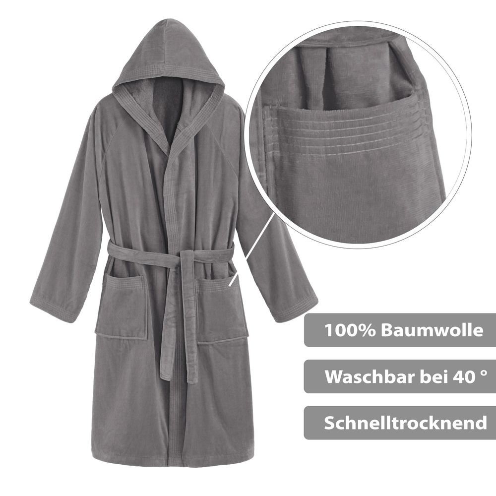 PANA® Baumwoll-Bademantel mit Kapuze • versch. Farben & Größend