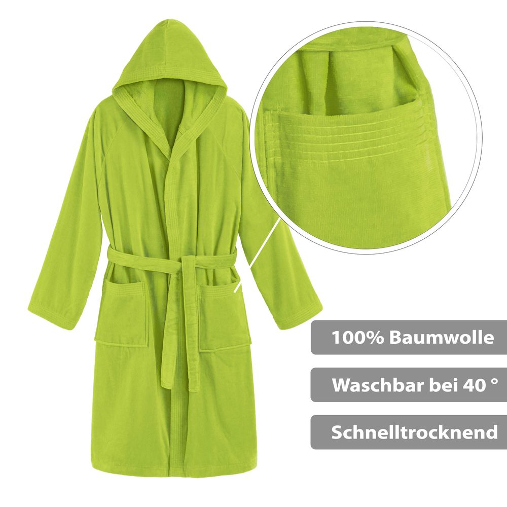 PANA® Baumwoll-Bademantel mit Kapuze • versch. Farben & Größend