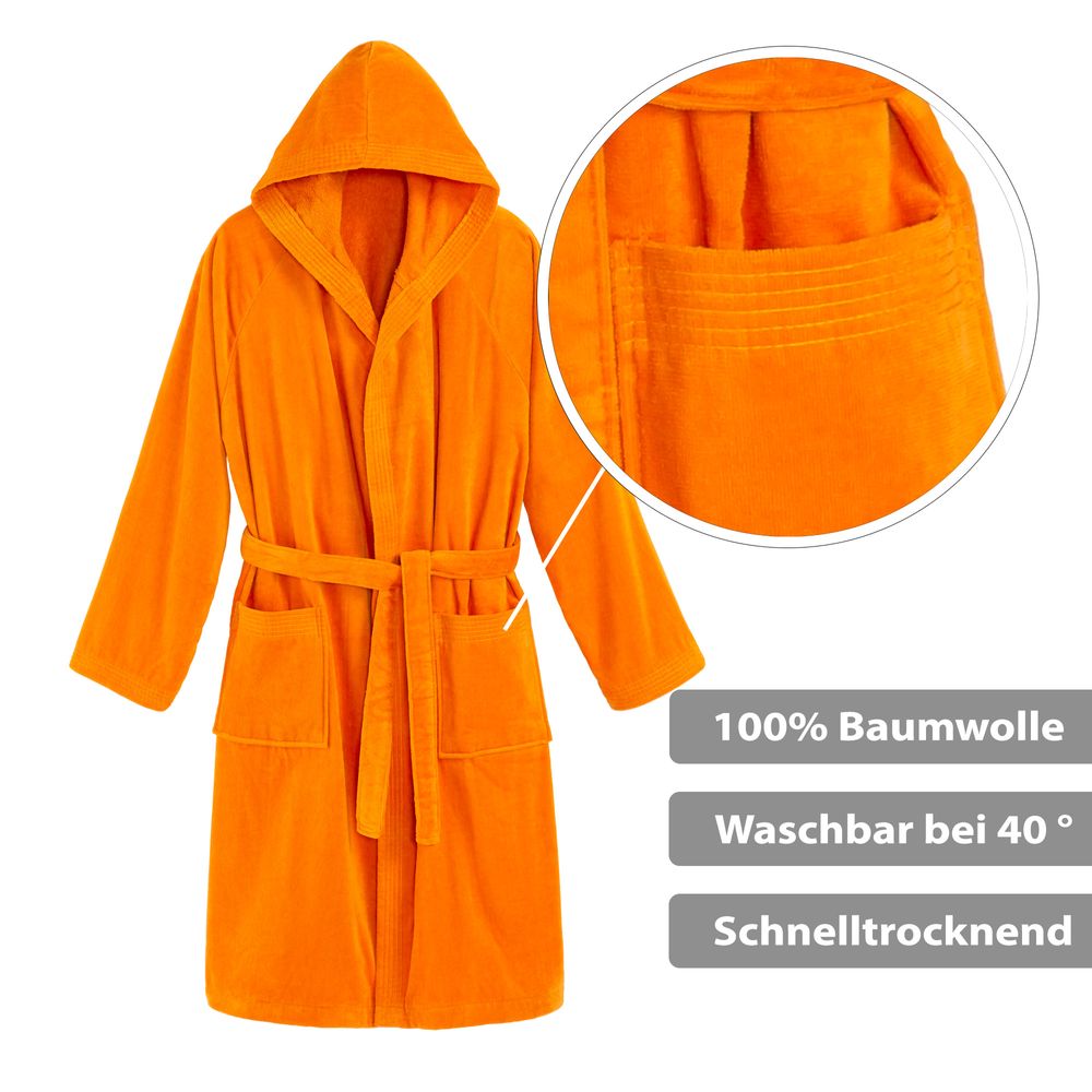 PANA® Baumwoll-Bademantel mit Kapuze • versch. Farben & Größend