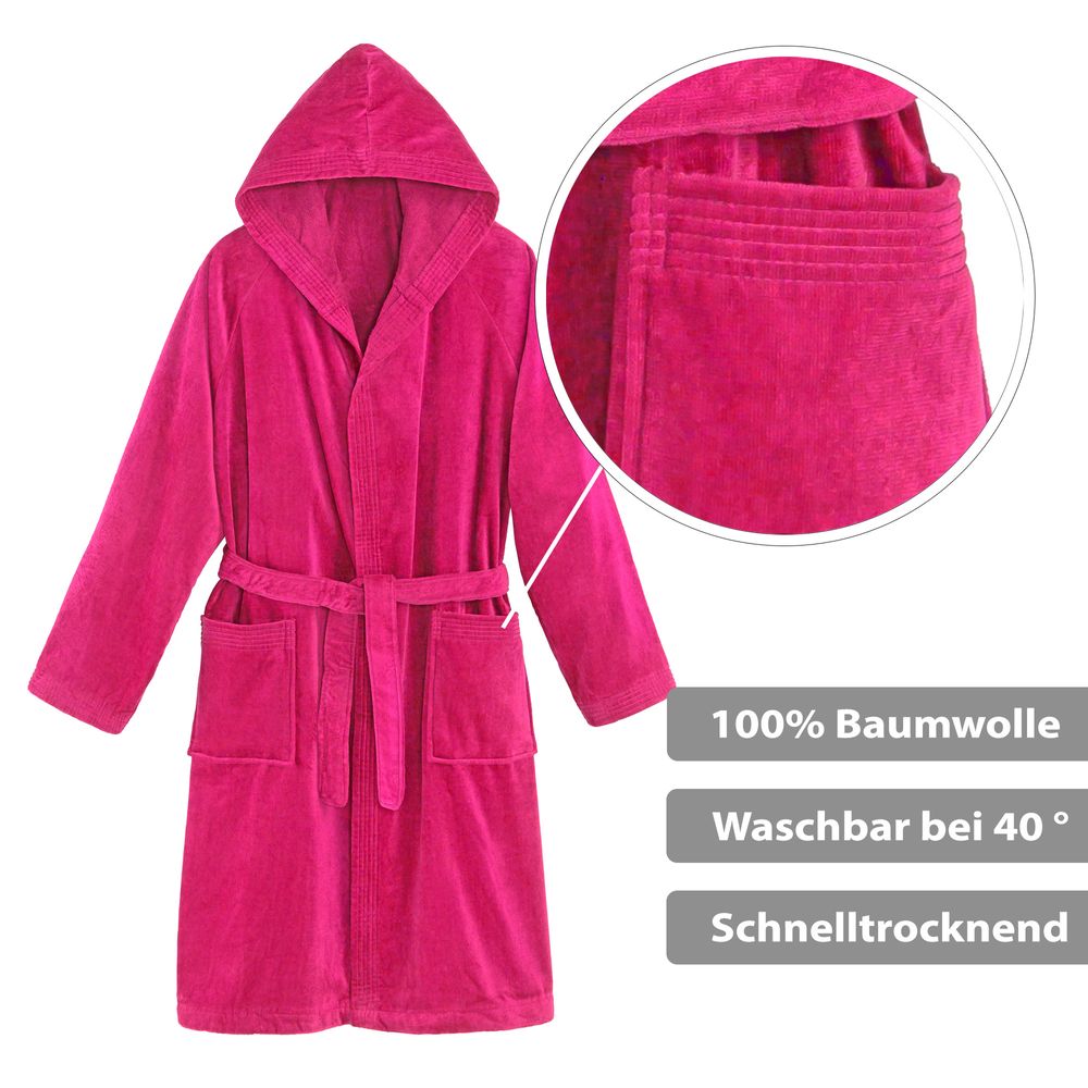 PANA® Baumwoll-Bademantel mit Kapuze • versch. Farben & Größend