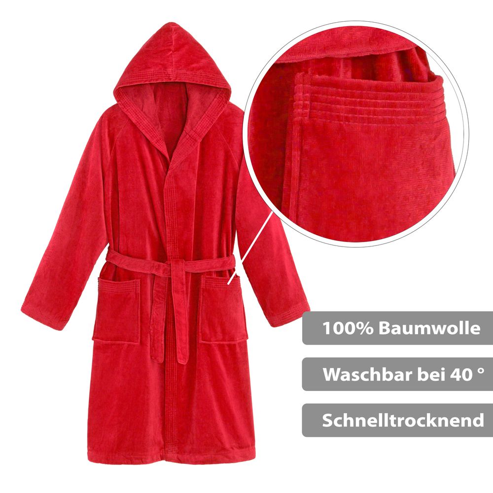 PANA® Baumwoll-Bademantel mit Kapuze • versch. Farben & Größend