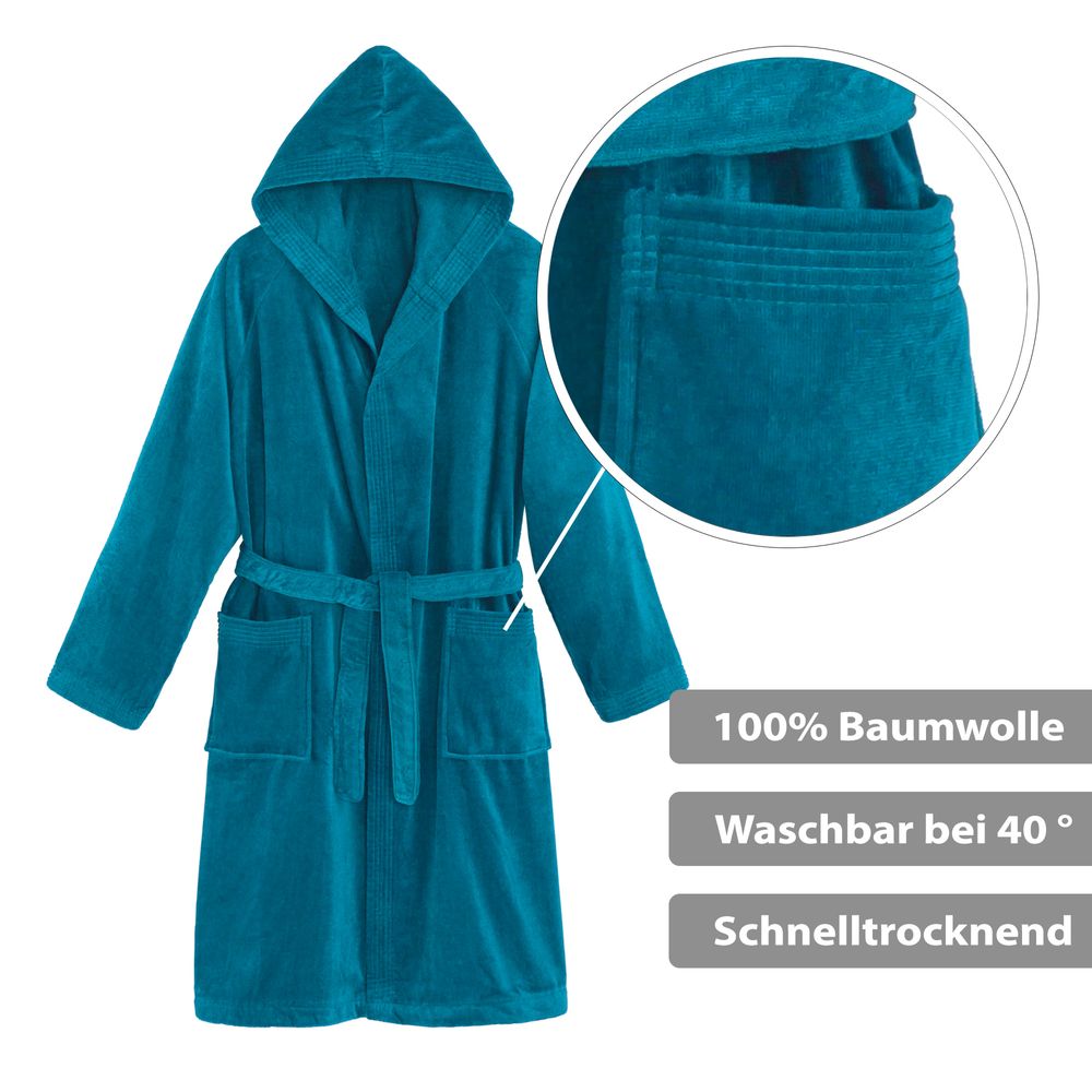 PANA® Baumwoll-Bademantel mit Kapuze • versch. Farben & Größend