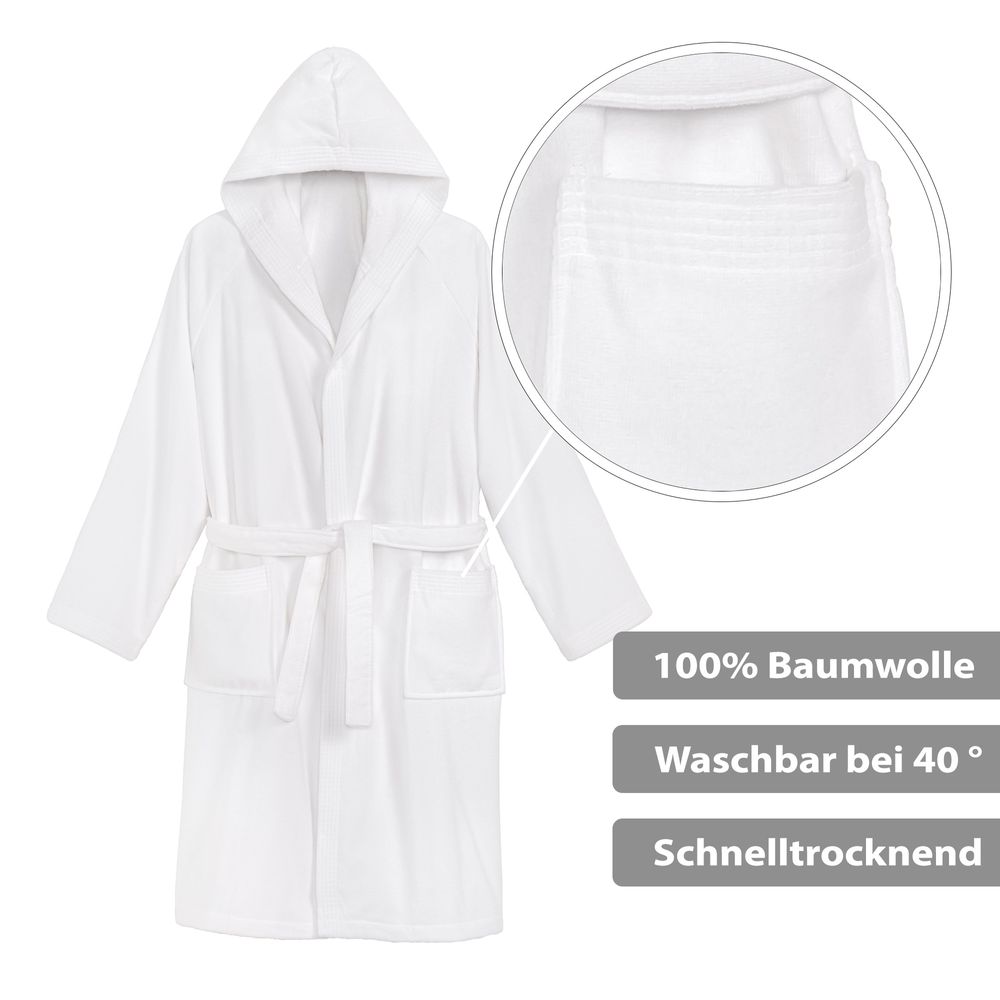 PANA® Baumwoll-Bademantel mit Kapuze • versch. Farben & Größend