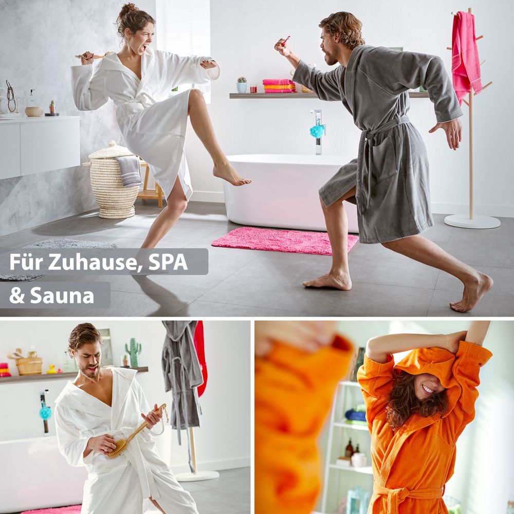 PANA® Baumwoll-Bademantel mit Kapuze • versch. Farben & Größend