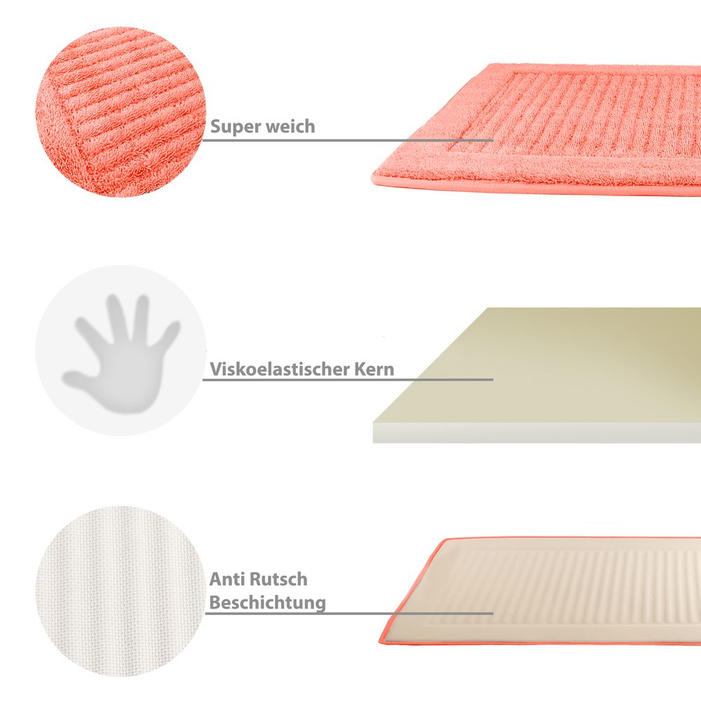 PANA® Memoryfoam Frottee Badematte • 50x80 cm • versch. Farben