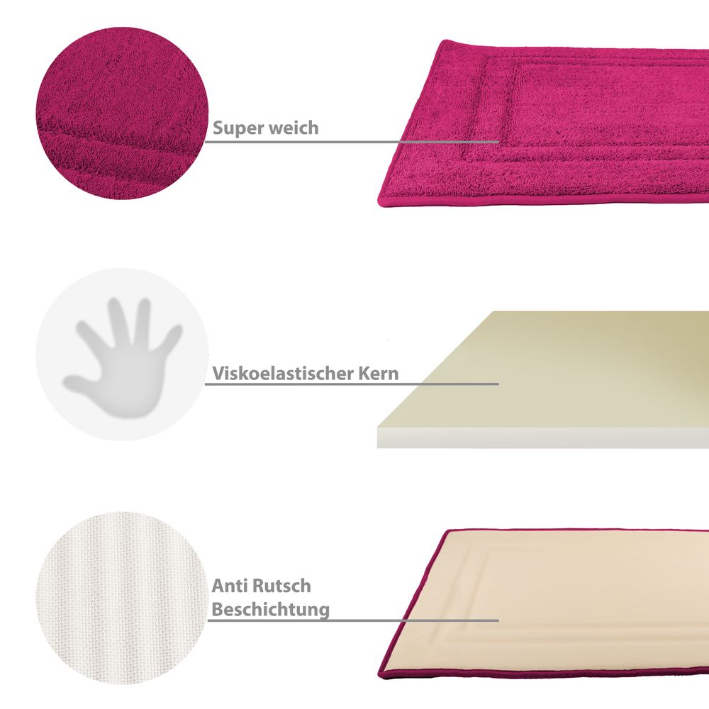 PANA® Memoryfoam Frottee Badematte • 50x80 cm • versch. Farben