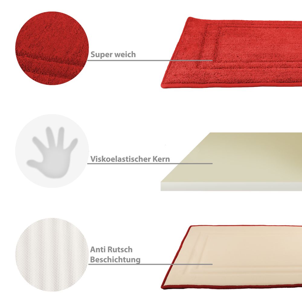 PANA® Memoryfoam Frottee Badematte • 50x80 cm • versch. Farben