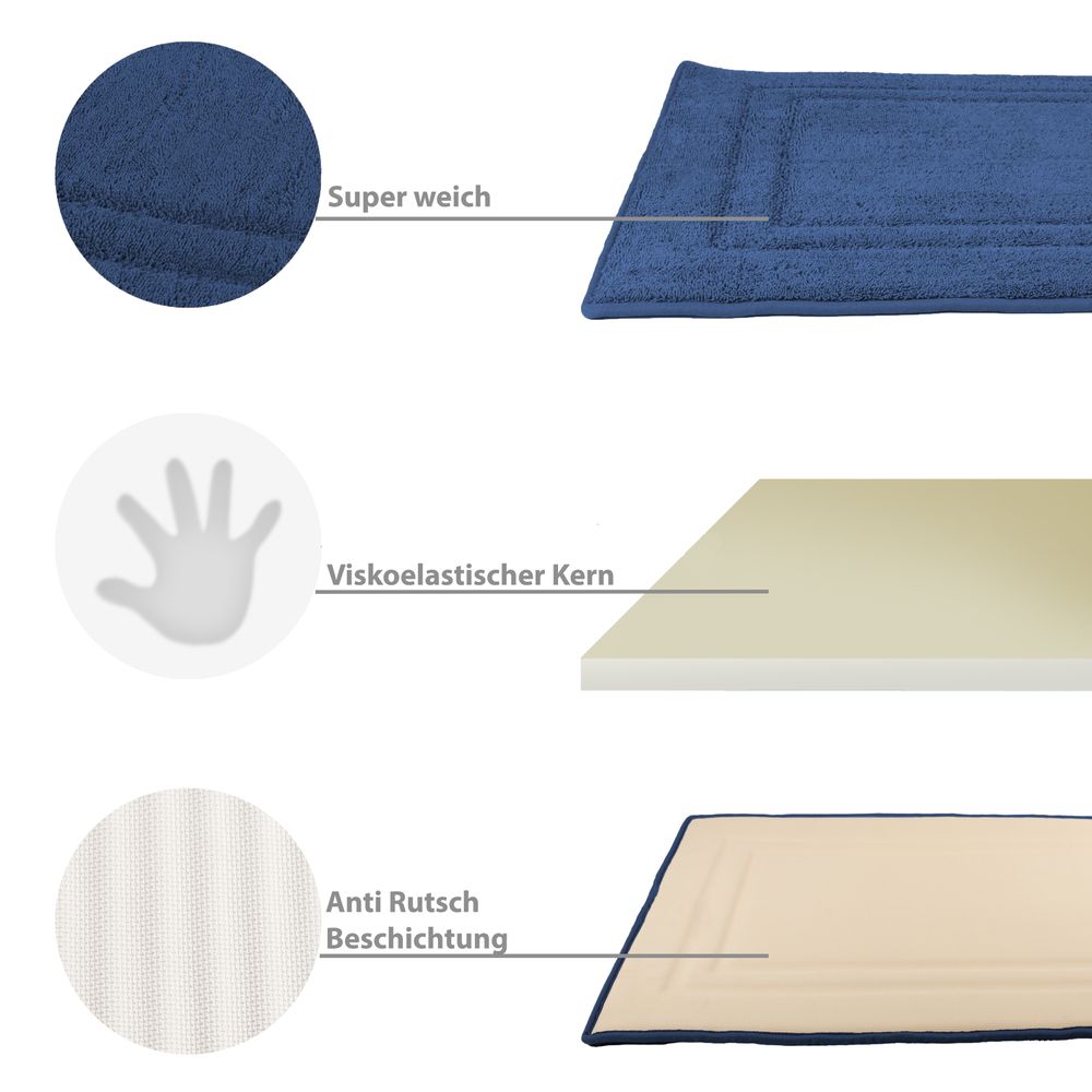 PANA® Memoryfoam Frottee Badematte • 50x80 cm • versch. Farben