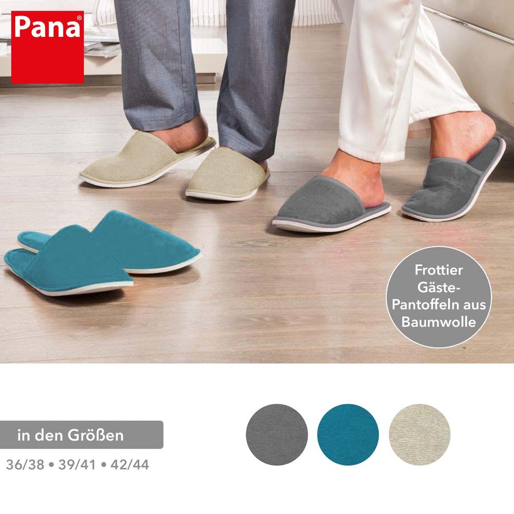 PANA® Frottier Gästepantoffeln Unisex Baumwolle • versch. Farben & Größen