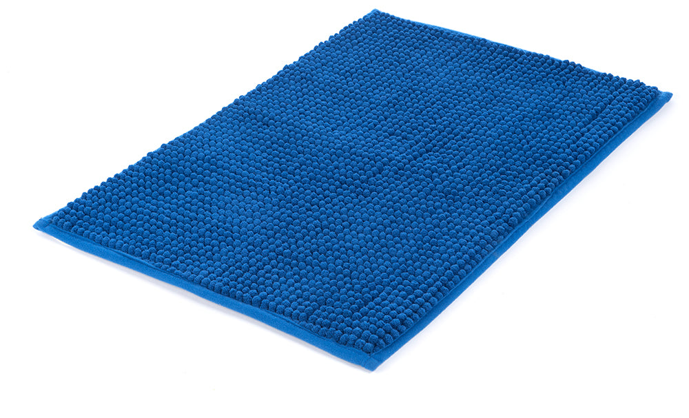 Auf diesem Bild befindet sich ein rutschfester Badewannen-Vorleger aus Microfaser in der Farbe dunkelblau.