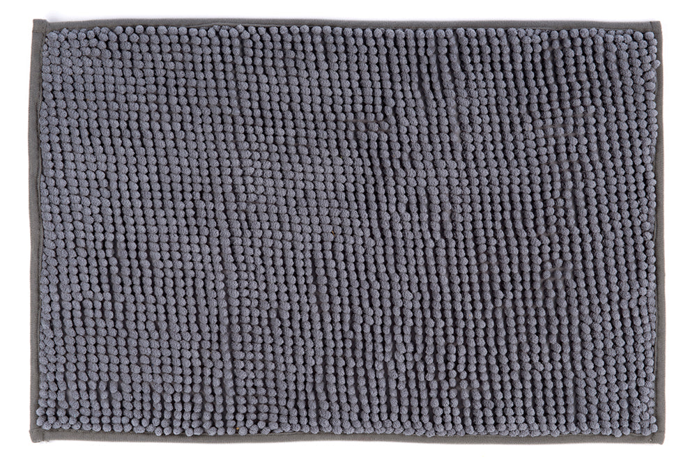 Auf diesem Bild befindet sich ein rutschfester Badewannen-Vorleger aus Microfaser in der Farbe grau.