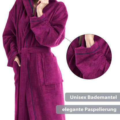 PANA® Frottier Unisex Baumwolle Bademantel mit Kapuze • versch. Farben & Größen