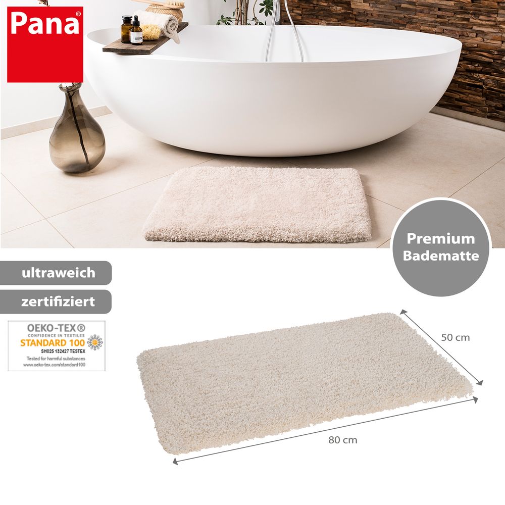 PANA® Flauschige Hochflor Badematten • in versch. Größen, Formen & Farben